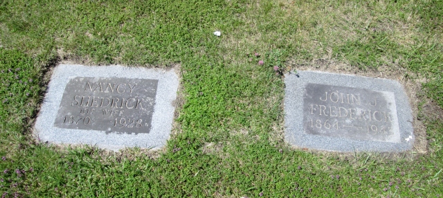 My Great Aunt Nancy Shedrick Frederick, and her husband gravestones. 